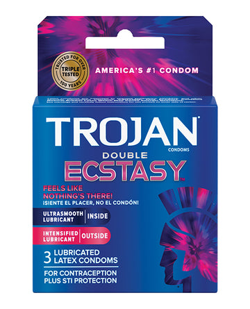Paradise Marketing 01961 Trojan Double Ecstasy Condoms, Latex Lubricated