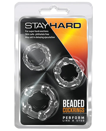 Blush Novelties Stay Hard Beaded Cock Rings, 3 Pack, Body-Safe TPE