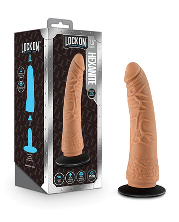 Blush Novelties BL-51337 Lock On Hexanite Dildo, 7.5", Silicone, Mocha