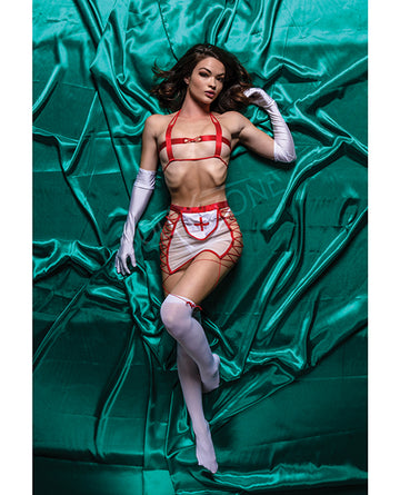 BodyZone Apparel Naughty Nurse 5-Piece Costume Set, Red/White, M/L – Made in USA