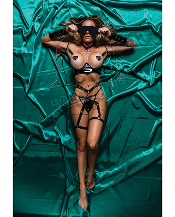BodyZone Apparel Role Play Bondage Baddie 7-Piece Set, Black M/L, Made in USA