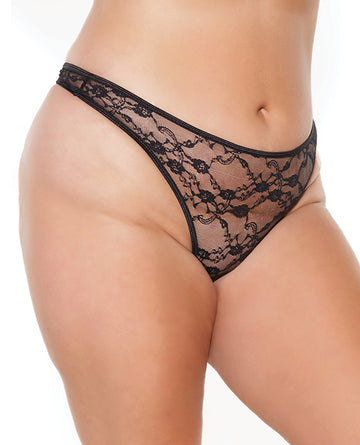 Coquette International 23131 BLK OS/XL Stretch Lace Thong, Black OS/XL