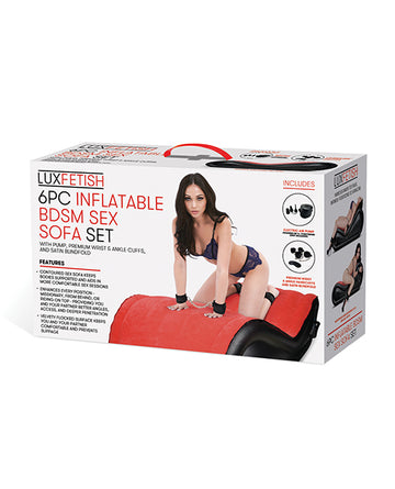 Electric Lux Fetish 6 pc Inflatable BDSM Sofa Set, Red/Black