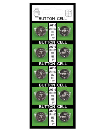 Erotic Toy Company AG10 Button Cell Batteries, Card of 10