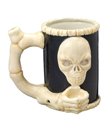 Fashioncraft 88117 Skull Bone Novelty Mug, 18 oz, Ceramic, Functional Pipe