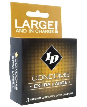 ID Lubricants IDDCXLP3C4 Extra Large Condoms, Box of 3, Latex
