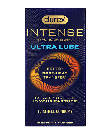 Durex 99601 Intense Ultra Lube Condoms, Nitrile, Box of 10