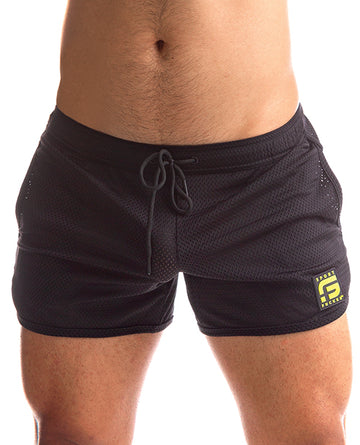 665, Inc Retro-Inspired Sport Jersey Short, Black Mesh